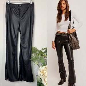 FREE PEOPLE * Level Up Vegan Slit Bootcut Pants | 29 | we the free | black pleat